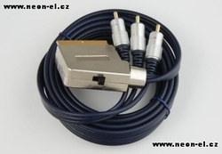 kabel 3xCINCH-SCART 21pin 1.5m+přepínač