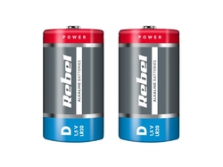 Baterie D (R20) alkalická REBEL Alkaline 2ks / shrink BAT0064