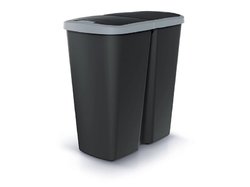 Koš odpadkový COMPACTA Q DUO černá se světle šedým víkem 45l