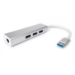 Víceportový USB na 3 USB + RJ45 SPU-M06 stříbrný