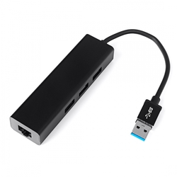 Multiport USB na 3 USB + RJ45 SPU-M06 černý