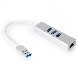 Víceportový USB na 3 USB + RJ45 SPU-M07 stříbrný