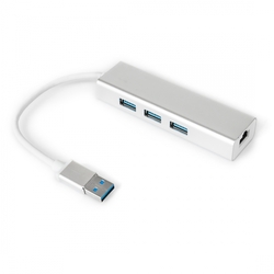 Víceportový USB na 3 USB + RJ45 SPU-M06 stříbrný