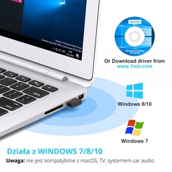 BT502 Bluetooth 5.0 Adaptér USB 1Mii EDR Windows