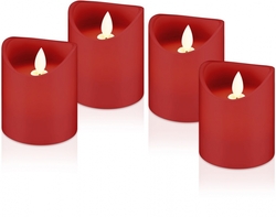 Červené LED svíčky Goobay 7,5x10cm SET 4x