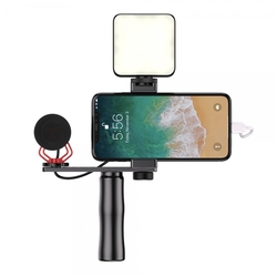 KIT Telefonní mikrofon se selfie tyčí a LED lampou