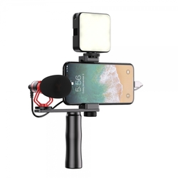 KIT Telefonní mikrofon se selfie tyčí a LED lampou