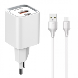 USB nabíječka 20W PD QC3.0 USB-A microUSB kabel