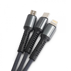 3v1 USB-A - USB-C + micro + Lightning kabel LDNIO