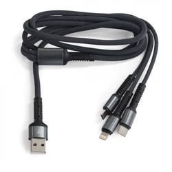 3v1 USB-A - USB-C + micro + Lightning kabel LDNIO