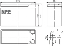 Baterie LFP LiFePO4 12,8V 10Ah T2