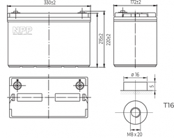 Baterie LFP LiFePO4 12,8V 100Ah T16