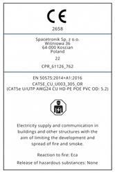 Kroucený pár CAT5e U/UTP AWG24 CU POE PVC Eca 305m