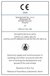 Kroucený pár CAT5e U/UTP AWG24 CU PVC+PE 5.3 Fca 305m
