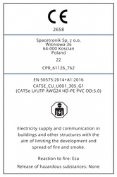 Kroucený pár CAT5e U/UTP AWG24 CU PVC OD 5,0 Eca 305m