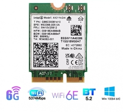 Dvoupásmová síťová karta Intel AX211 WiFi 6e BT