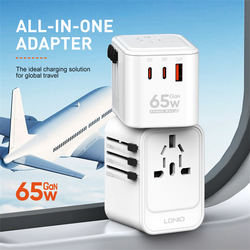 GaN 65W 2xPD + 1xQC univerzální cestovní adaptér 