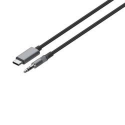 DAC adaptérový kabel s USB-C na 3,5mm Jack, 1m, šedý