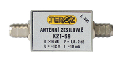 Anténní zesilovač Teroz 406X, nízkošumový, UHF, G14dB, F1,5dB, U98dBμV, F-F