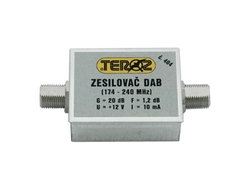 Anténní zesilovač TEROZ 404X, DAB, G20dB, F1,2dB, U98dBμV, F-F