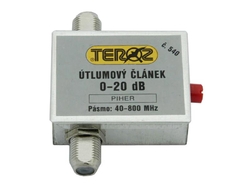 Anténní útlumový článek Teroz č.540 s regulací 0-20 dB pro UHF pásmo, F konektor