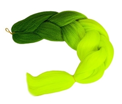 Syntetické vlasy ombre zelené / neonové copánky W10344