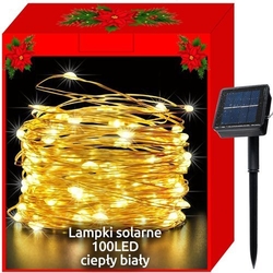 Solární vánoční osvětlení - 100LED dráty, bílé