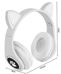 Bezdrátová sluchátka s kočičíma ušima - bílá