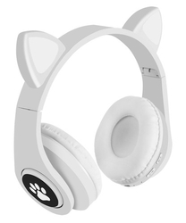 Bezdrátová sluchátka s kočičíma ušima - bílá