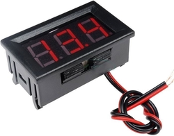 Voltmetr panelový LED červený,  3,5-30V, NC064, 2 vývody