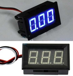 Voltmetr panelový LED modrý, H27V3, 3-30V, 3 vývody