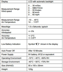 Miernik Wiatru Anemometr PeakTech 5170