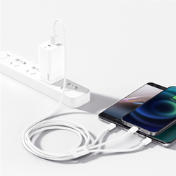 Kabel USB 3v1 Baseus Superior Series, USB na micro USB / USB-C / Lightning, 3,5 A, 1,2 m (bílý)