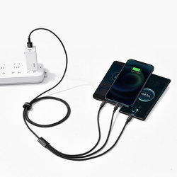 Kabel USB 3v1 Baseus Tungsten Gold, USB na micro USB / USB-C / Lightning, 3,5 A, 1,5 m (černý)
