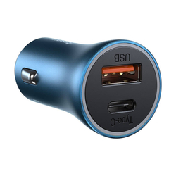 Baseus Golden Contactor Pro nabíječka do auta, USB USB-C, QC4.0 , PD, SCP, 40W (modrá) USB-C - Lightning kabel 1m (modrá)