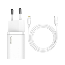 Baseus Super Si Quick Charger 1C 20W s kabelem USB-C pro Lightning 1m (bílá)