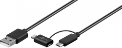 USB kabel - microUSB + Apple Lightning Goobay 1m