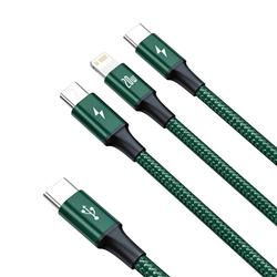 Baseus Rapid Series kabel 3 v 1 USB-C pro M+L+T 20W 1,5m (zelený )