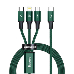Baseus Rapid Series kabel 3 v 1 USB-C pro M+L+T 20W 1,5m (zelený )