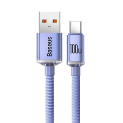 Baseus Crystal Shine kabel USB na USB-C, 100 W, 2 m (fialový)