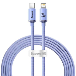 Baseus Crystal kabel USB-C na Lightning, 20W, PD, 2m (fialový)