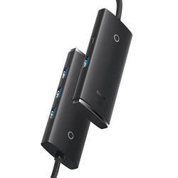 Baseus Lite Series Hub 4v1 USB-C na 4x USB 3.0 + USB-C, 1m (černý)