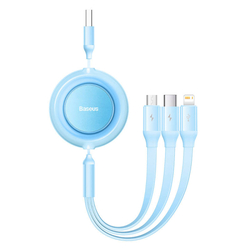 Baseus Bright Mirror 2, USB kabel 3 v 1 pro micro USB / USB-C / Lightning 3,5A 1,1 m (nebesky modrý)