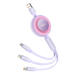 Baseus Bright Mirror 3, USB kabel 3 v 1 pro micro USB / USB-C / Lightning 66W / 2A 1,1 m (fialový)