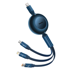 Kabel USB-C 3 v 1 Baseus Bright Mirror 4 pro micro USB / USB-C / Lightning 100W / 3,5A 1,1 m (modrý)