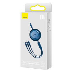 Kabel USB-C 3 v 1 Baseus Bright Mirror 4 pro micro USB / USB-C / Lightning 100W / 3,5A 1,1 m (modrý)