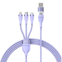 Kabel USB 3v1 Baseus Flash Series 2, USB-C + micro USB + Lightning, 100 W, 1,2 m (fialový)