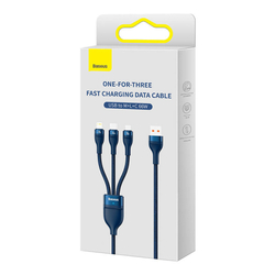 Kabel 3v1 USB Baseus USB 3v1 Baseus Flash Series, USB-C + Micro + Lightning 66W, 1,2 m (modrý)
