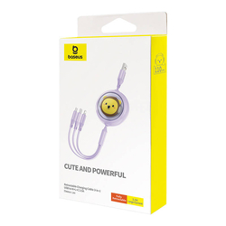 Nabíjecí kabel 3w1 Baseus USB na USB-C, USB-M, Lightning 3,5A, 1,1 m (fialový)