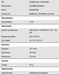 Cyfrowy Tester Rezystancji SMD Peaktech 3710